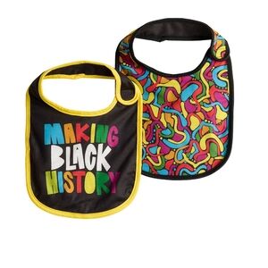 Bioworld 2pk Black History Month Baby Bibs with "Making Black History" Graphics